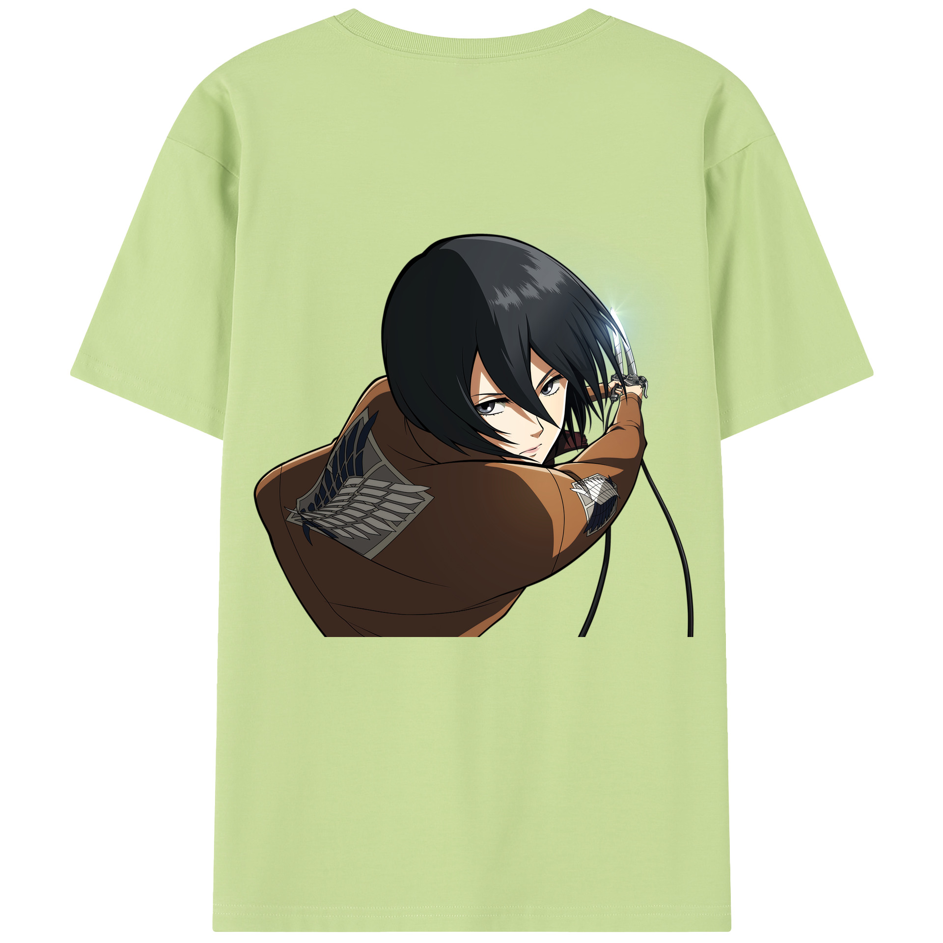 （画像用） 進撃の巨人 ミカサ·アッカーマン Attack on Titan Mikasa Ackerman 綿100％半袖Tシャツ（背面プリント）